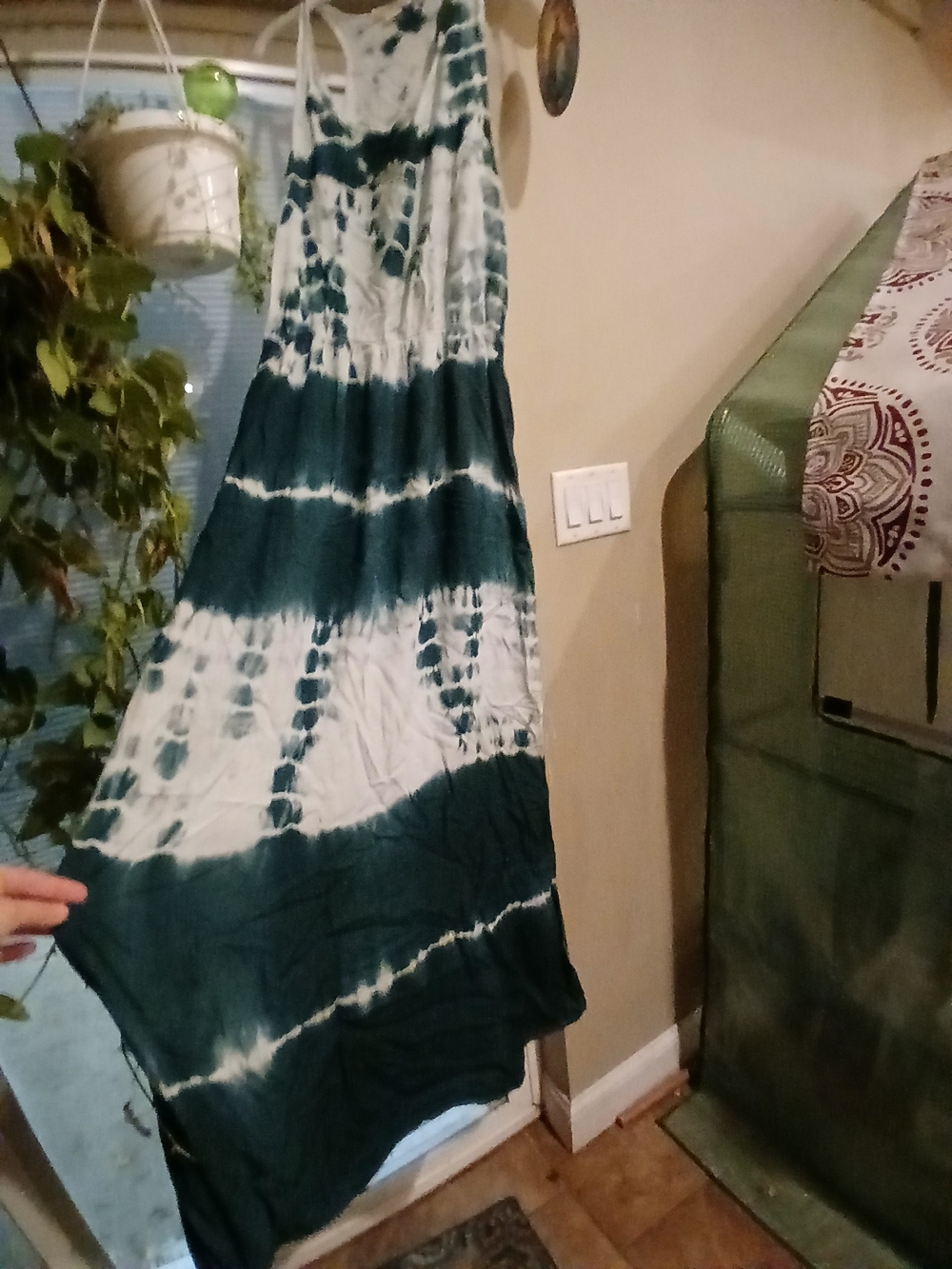 Exist Green and White Tie-Dye Maxi Skirt